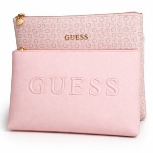GUESS Pink and Cream Cosmetic Bag Duo